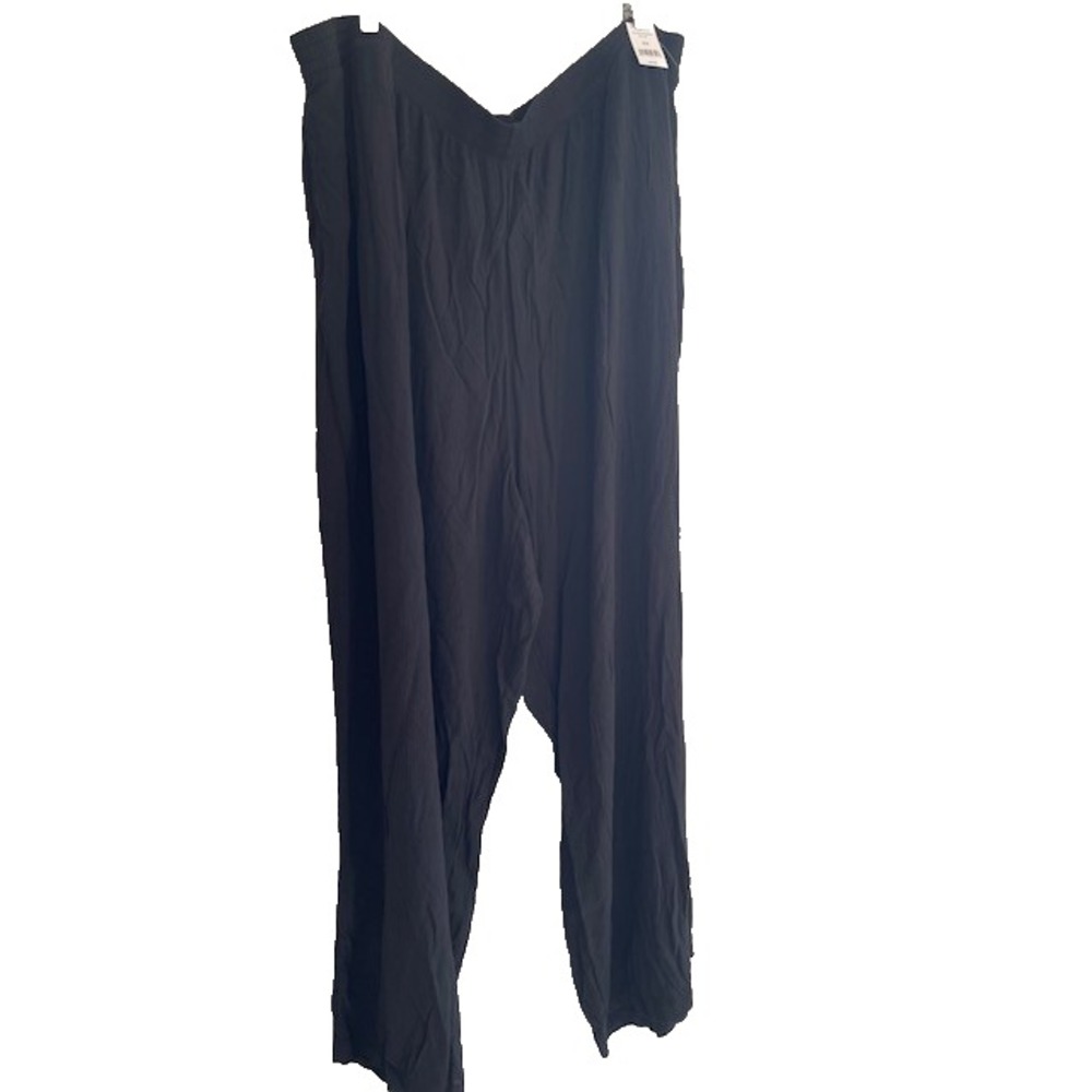 Pants 3X Light Black Viscose Pull On Pockets Wide Leg NWT